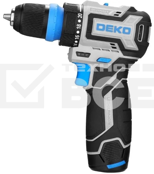 Дрель-шуруповерт Deko Loner 12V Pro 085-1122, Аккумуляторная, 12В, 2АКБ, Кейс