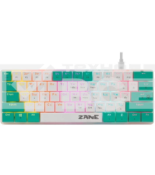 Механическая клавиатура Defender Zane GK-089 RU,бел/зелен,61кн,1.5м,LowRed_1