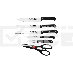 Набор ножей LARA LR05-53 7 предметов: ДЕРЕВЯННАЯ ПОДСТАВКА + 5 ножей + ножницы, нержавеющая сталь 2CR13, фото2