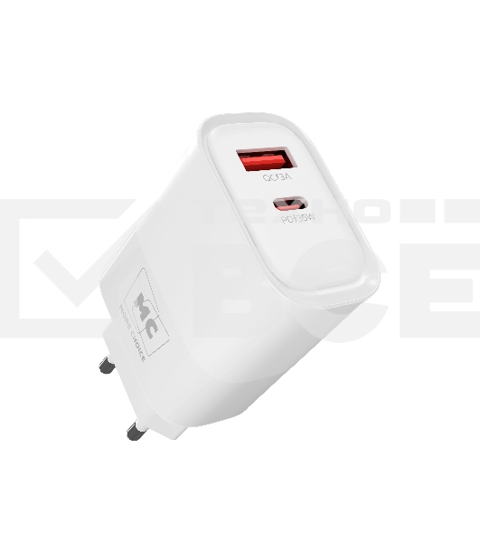 Сетевое зарядное устройство MORE CHOICE NC82a 1USB+1Type-C 3.0A PD 35W+QC3.0 для Type-C Type-C, белый