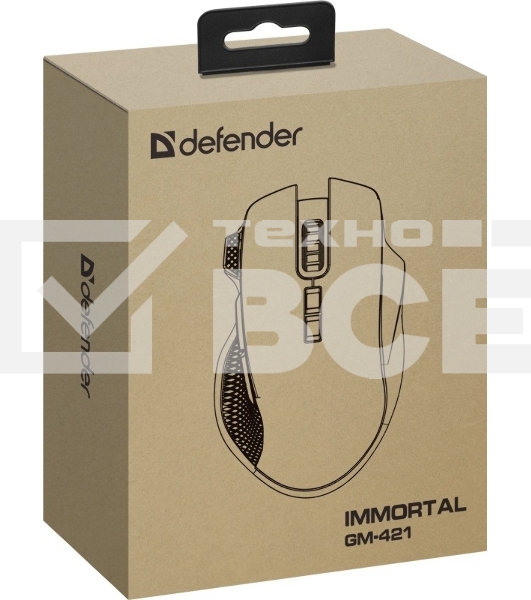 Мышь беспроводная/проводная Defender Immortal GM-421 черный, 10000 dpi, радиоканал, Bluetooth, USB, кнопки - 9