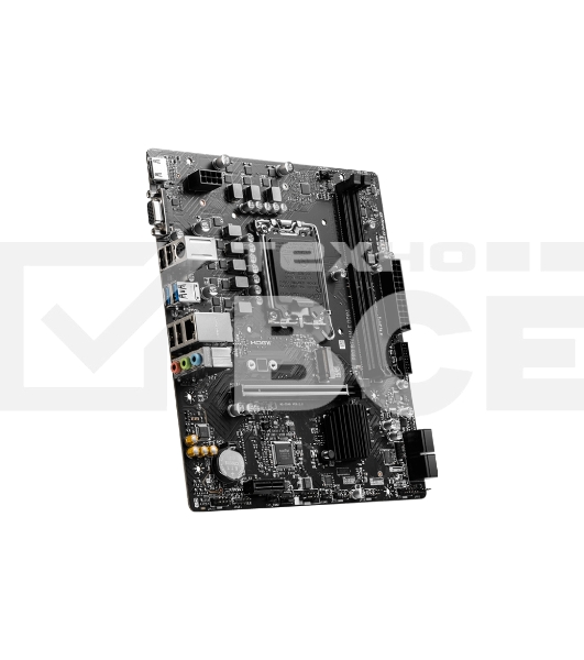 Материнская плата MSI PRO B760M-E DDR4, LGA 1700, Intel B760, 2xDDR4, 4xSATA, 1xM.2, 1xPCIe 4.0 x16, 1xPCIe 4.0 x1, 1xHDMI, 1xVGA, 1x1Gb LAN, 2xUSB-A 3.2 Gen 1, 4xUSB-A 2.0, 3x3.5 мм, 7.1, mATX