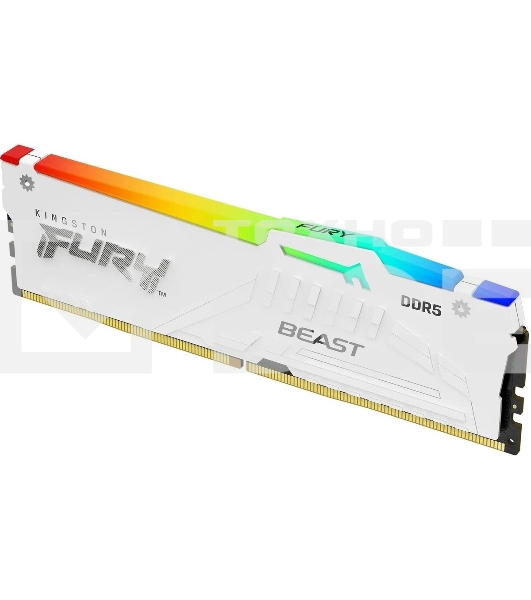 Оперативная память Kingston Fury Beast, DDR5, 16GB (1x16GB), 5200MHz, CL40, с радиатором, RGB, белый