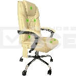 Кресло компьютерное с вибромассажем Cactus CS-CHR-OC04M-WT слоновая кость, эко.кожа, с подголовником, фото5