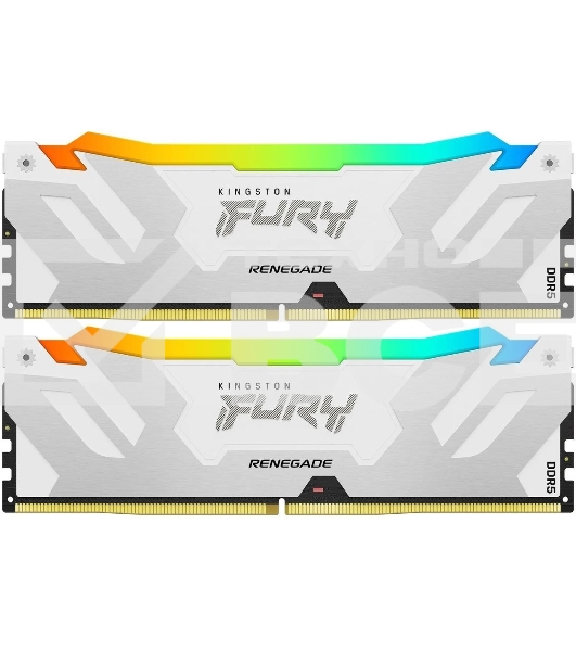 Оперативная память Kingston Fury Renegade, DDR5, 32GB (2x16GB), 6800MHz, CL36, с радиатором, RGB, белый