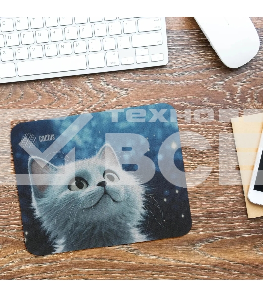 Коврик для мыши Cactus белый Cat 220x180x2мм (CS-MPC-P06XS)