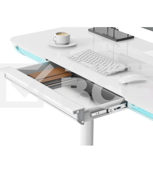 Стол для компьютера Cactus CS-EGD-WT-LED столешница закаленное стекло, белый каркас белый
