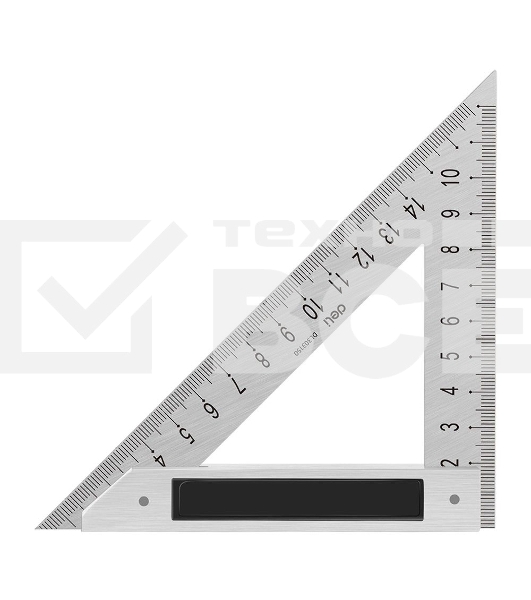 Треугольная линейка стальная Deli DL303150 150мм нержавеющая сталь + алюминиевое основание
