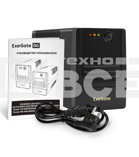 Источник бесперебойного питания ExeGate Power NB-1000.LED.AVR.4C13 (1000VA/650W, LED, AVR, 4*C13, батарея 12V 9Ah, черный)