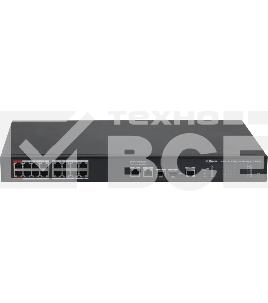 Коммутатор Dahua DH-S4220-16GT-190 (L2) 16x1Гбит/с 2SFP 16PoE 190W управляемый