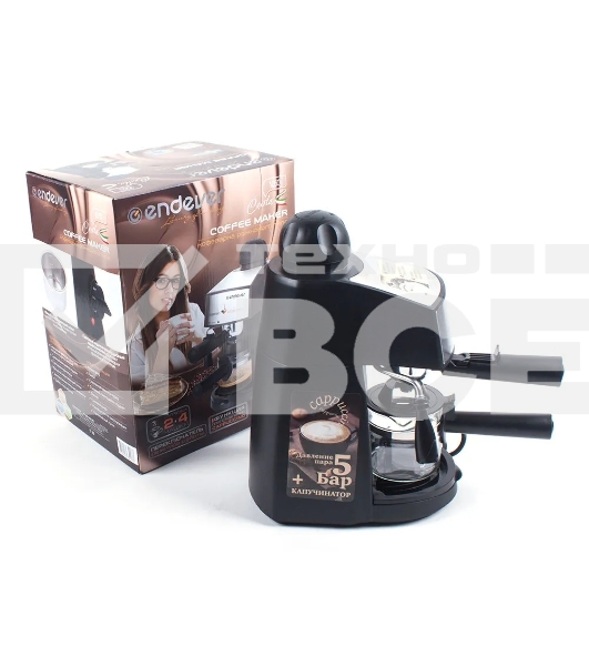 Кофеварка рожковая Endever Costa-1050 черный/стальной, исп. кофе - молотый, 0,2 л, 900 Вт, 5 бар