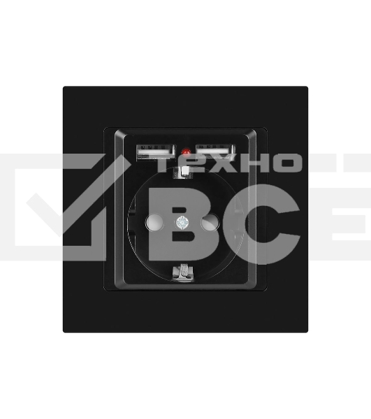 Розетка Intro Accent 6-410-05 P+E Schuko со шторками 16А-250В + 2хUSB IP20 СУ антрацит Б0063698
