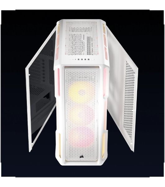 Компьютерный корпус без блока питания Case Corsair iCUE LINK 5000T LX RGB, Midi-Tower, TG, 3x120мм RGB, 4xUSB-A 3.2, 1xUSB 3.2 Type-C, E-ATX, ATX, mATX, mITX White