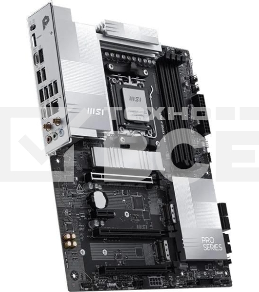 Материнская плата MSI PRO X870E-P WIFI, AM5, AMD X870E, 4xDDR5, 4xSATA, 3xM.2, 1xPCIe 5.0 x16, 1xPCIe 4.0 x4, 1xPCIe 3.0 x1, 1xHDMI, 1x5Gb LAN, Wi-Fi 7, Bluetooth 5.4, 1xUSB-C 20Gbps, 1xThunderbolt 4, 2xUSB-A 10Gbps, 2xUSB-A 5Gbps, 4xUSB-A 2.0, 3x3.5 мм, 