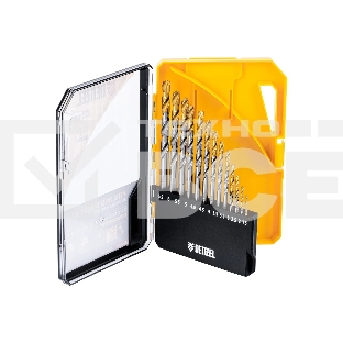 Набор сверл по металлу Denzel 1,5-6,5мм, Р6М5-TiN, Golden Tip, 13 шт 723002