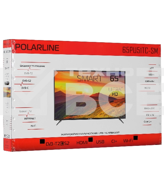 Телевизор PolarLine 65' 65PU51TC-SM черный LED UHD 60Hz Smart TV
