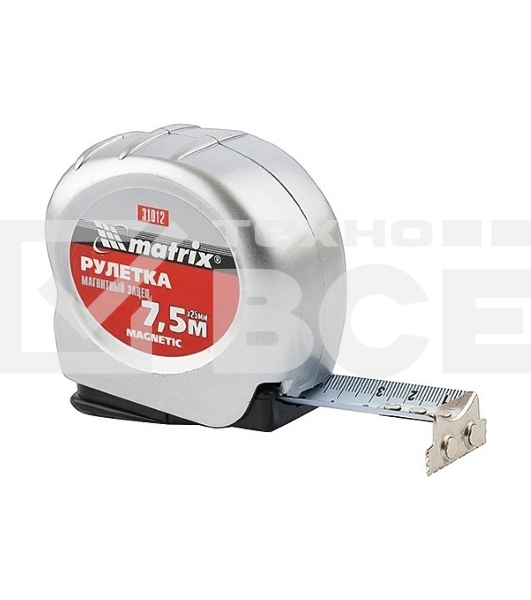 Рулетка MATRIX Magnetic, 7,5 м х 25 мм, магнитный зацеп 31012