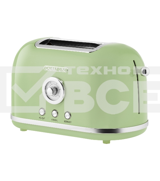 Тостер Galaxy Line GL 2911, райская олива, металл, 900 Вт, 6 степеней поджарки