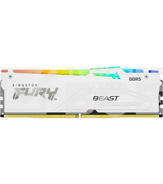 Оперативная память Kingston Fury Beast, DDR5, 16GB (1x16GB), 5200MHz, CL40, с радиатором, RGB, белый