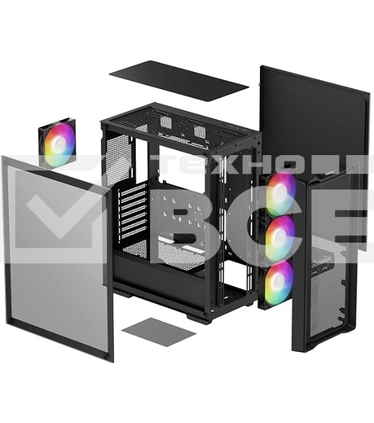 Компьютерный корпус Deepcool CC560 MESH V2 черный без БП ATX 8x120mm 5x140mm 1xUSB2.0 audio bott PSU