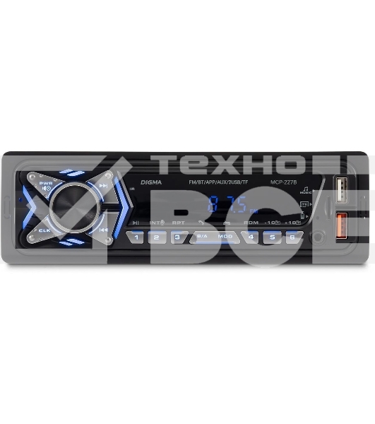 Автомагнитола Digma MCP-227B 1DIN 2x45Вт v5.0 USB 2.0 AUX 2 ПДУ