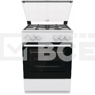 Газовая плита Gorenje GG6A11WF, белый, автоматический электроподжиг варочной поверхности и духовки, чугунные решетки
