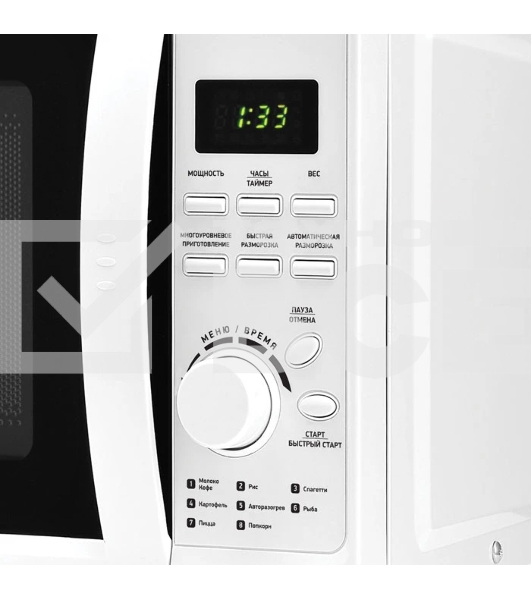 Микроволновая печь BBK 20MWS-719T/WG белый, 20 л, 700 Вт, переключатели -поворотный механизм/кнопки