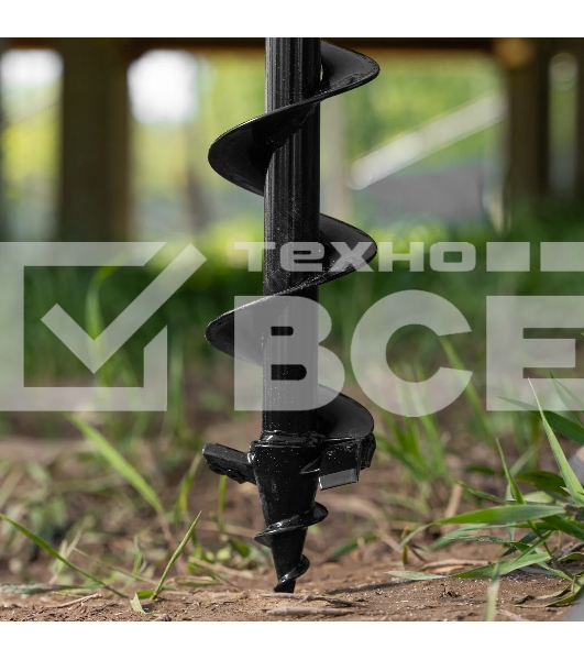 Шнек для грунта Denzel ER-80, диаметр 80 мм, длина 800 мм, соединение 20 мм, съемный нож