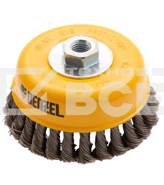 Щетка для УШМ Denzel 125 мм, Чашка, крученая нержавеющая проволока 0,5 мм, М14 746273