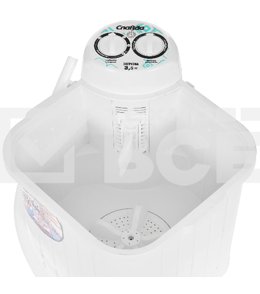 Стиральная машина Славда WS-35Е белая, загрузка вертикальная 3.5кг, класс: A+