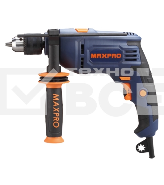 Дрель ударная MAX-PRO 600 Вт, 0-2800 об/мин, ключевой патрон 1,5-13 мм, 1,6 кг, антивибрационная ручка, резиновые вставки, кор.