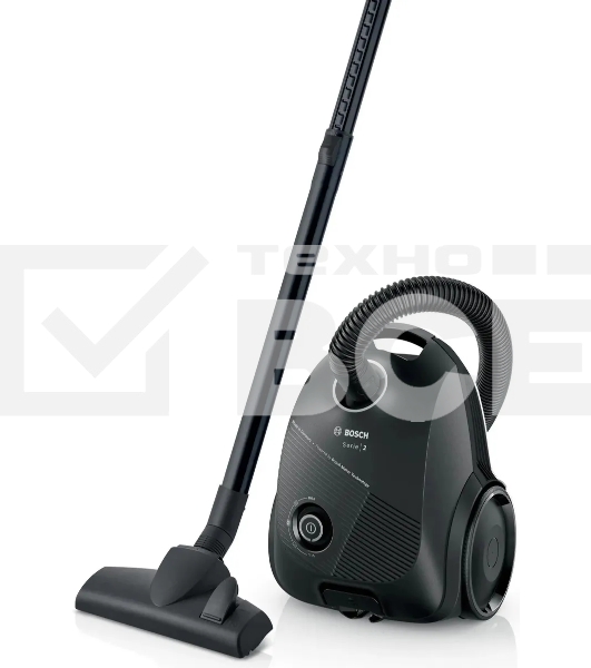 Пылесос Bosch BGBS2BA1P черный, 600/2200 Вт, уборка сухая, пылесборник мешок 3.5 л
