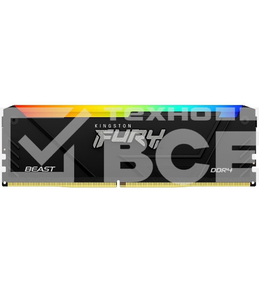 Оперативная память Kingston Fury Beast, DDR4, 32GB (4x8GB), 2666MHz, CL16, с радиаторами, RGB, черный