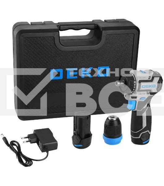 Дрель-шуруповерт Deko Loner 12V Pro 085-1122, Аккумуляторная, 12В, 2АКБ, Кейс