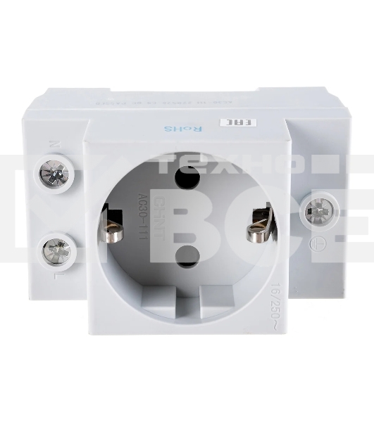 Розетка CHINT AC 30-111 (775001) с заземл. контактом на DIN-рейку (R)