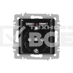 Розетка Intro Accent 6-410-05 P+E Schuko со шторками 16А-250В + 2хUSB IP20 СУ антрацит Б0063698, фото6