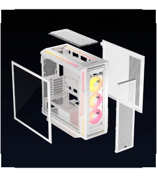 Компьютерный корпус без блока питания Case Corsair iCUE LINK 5000T LX RGB, Midi-Tower, TG, 3x120мм RGB, 4xUSB-A 3.2, 1xUSB 3.2 Type-C, E-ATX, ATX, mATX, mITX White
