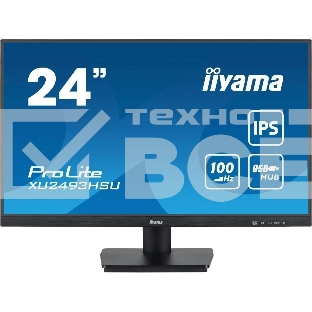 Монитор 23.8' Iiyama ProLite XU2493HSU-B7 IPS 1920x1080, 100 Гц, 1 мс, 16:9, 300 кд/м², HDMI 1.4, DP 1.2, 3.5 Jack, USB Hub (2x USB 2.0), динамики (2x2 Вт), Adaptive-Sync, черный