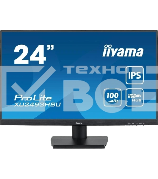 Монитор 23.8' Iiyama ProLite XU2493HSU-B7 IPS 1920x1080, 100 Гц, 1 мс, 16:9, 300 кд/м², HDMI 1.4, DP 1.2, 3.5 Jack, USB Hub (2x USB 2.0), динамики (2x2 Вт), Adaptive-Sync, черный