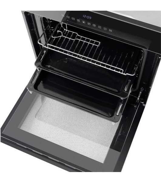 Шкаф духовой электрический Maunfeld EOEH.5811B, встраиваемый, 59л, дверца с 2 стеклами, черный