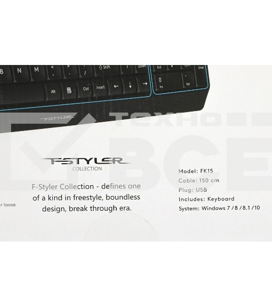 Клавиатура проводная A4Tech Fstyler FK15, USB, черный