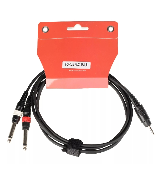 Кабель аудио FORCE FLC-38/1.51/8' TRS mini Jack - 2x1/4' TS Jack, стерео, используется для подключения смартфона к микшеру и аудио интерфейсу, диаметр 4,8 мм, длина 1,5 м