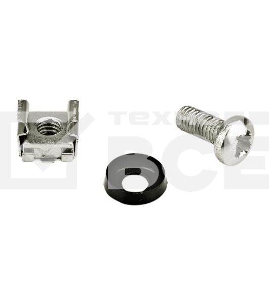 Монтажное оборудование Hyperline CNS-M6-16 Комплект винт M6, квадратная гайка, шайба (16 мм)
