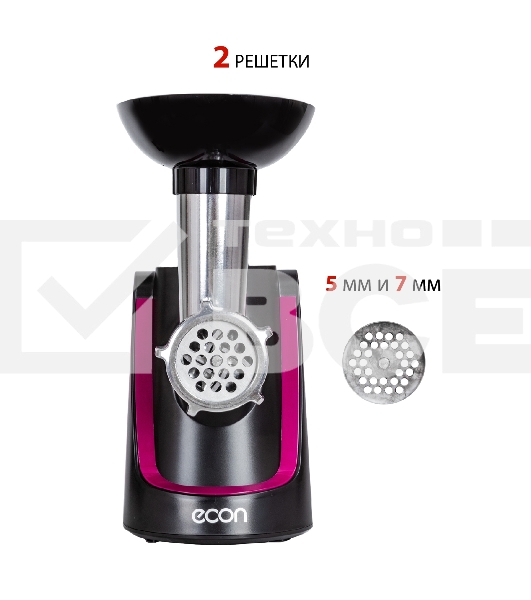 Мясорубка ECON ECO-1062MG 2000 Вт, 2,2 Кг/мин, реверс, черный с красным