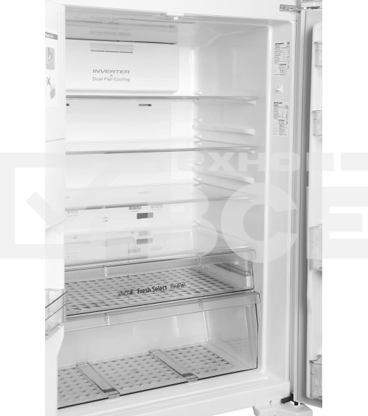 Холодильник Hitachi R-W660PUC7 GPW белый двухкамерный 396/144л морозилка сверху, No Frost, Side by Side