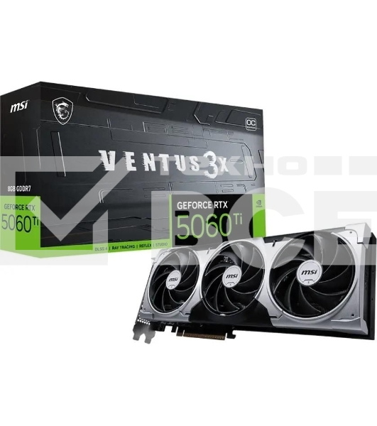 Видеокарта MSI PCI-E 5.0 RTX 5060 Ti 8G VENTUS 3X OC NVIDIA GeForce RTX 5060TI 8Gb 128bit GDDR7 2602/28000 HDMIx1 DPx3 HDCP Ret
