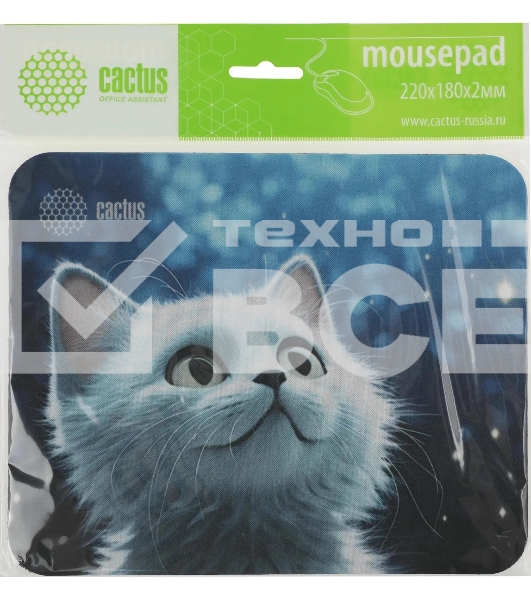 Коврик для мыши Cactus белый Cat 220x180x2мм (CS-MPC-P06XS)