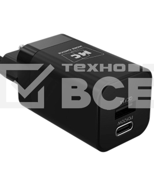 Сетевое зарядное устройство MORE CHOICE NC85a 1USB+1Type-C 3.0A PD 20W+QC3.0 Type-C Type-C, черный
