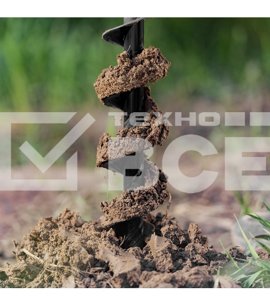 Шнек для грунта Denzel ER-80, диаметр 80 мм, длина 800 мм, соединение 20 мм, съемный нож