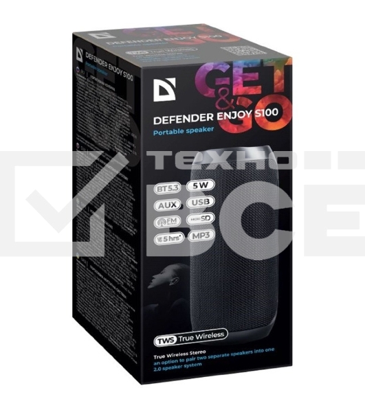 Портативная колонка Defender Enjoy S100 черный 5 Вт
